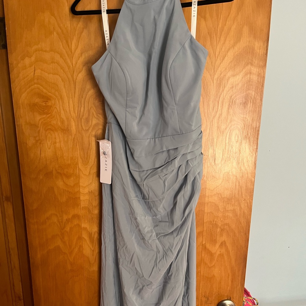 New Azazie Galicia Dusty Blue dress